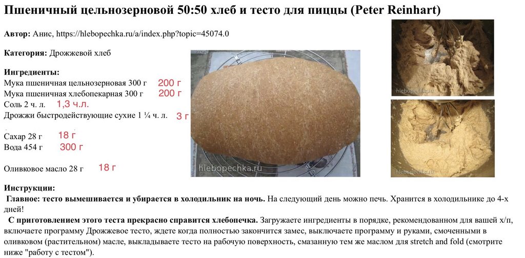 Пшеничный цельнозерновой 50:50 хлеб  (Peter R). ХП Gorenje BM910WII.