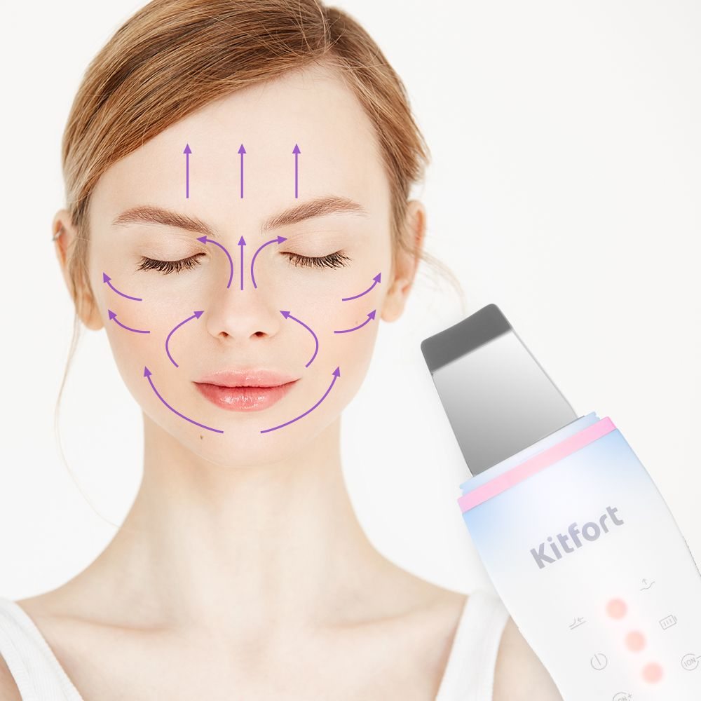 Аппарат для ультразвуковой чистки лица Kitfort КТ-3120-1, бело-розовый